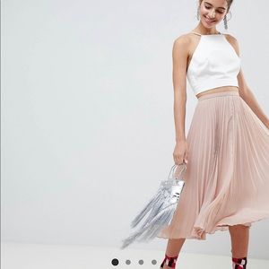 Blush pink pleated a-line skirt by ASOS